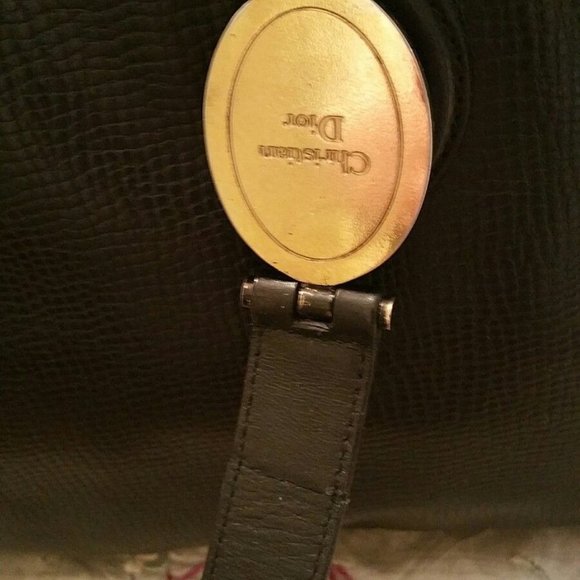 Dior vintage black leather handbag purse - Picture 2 of 10